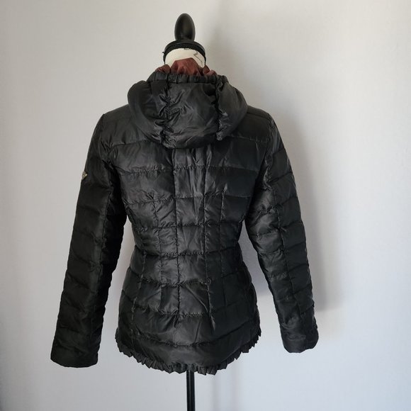 I Madison Expedition Down Puffer Hooded Jacket Ruffle Zip Black - Picture 6 of 10